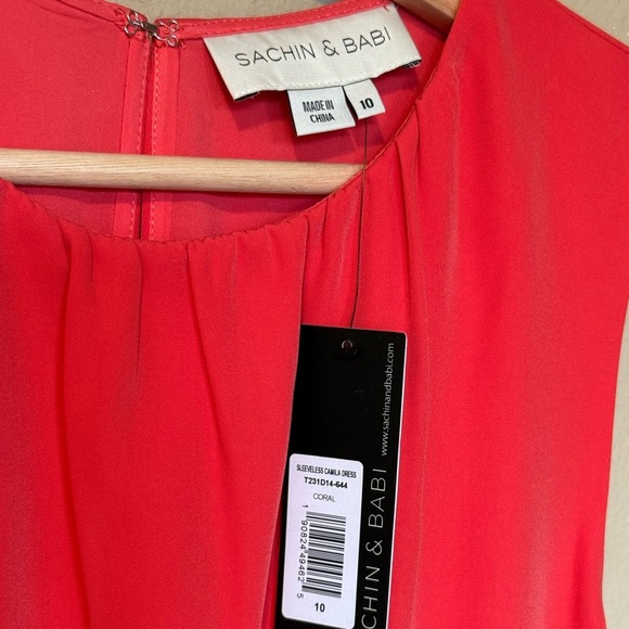 Sachin + Babi Crepe Flare Midi Dress in Coral Pink New Size US 10 - Picture 6 of 9
